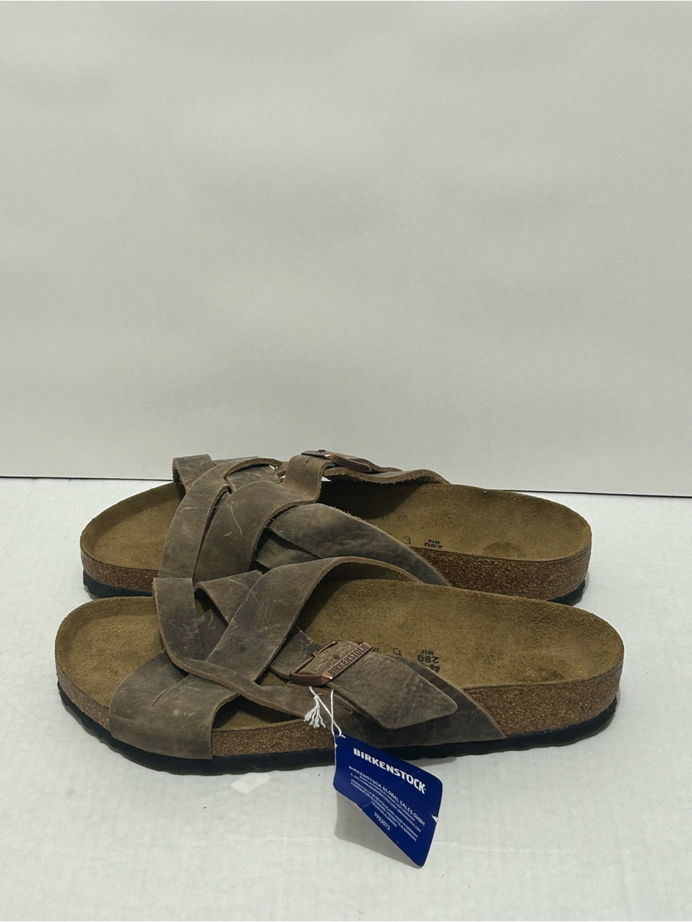 Birkenstock Lugano Oiled Leather Sandals Old Tobacco Mens 43 New
